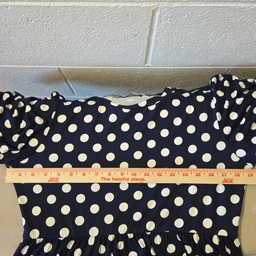 Reborn J Polka Dot Navy Midi Dress Size XL - Picture 6 of 6